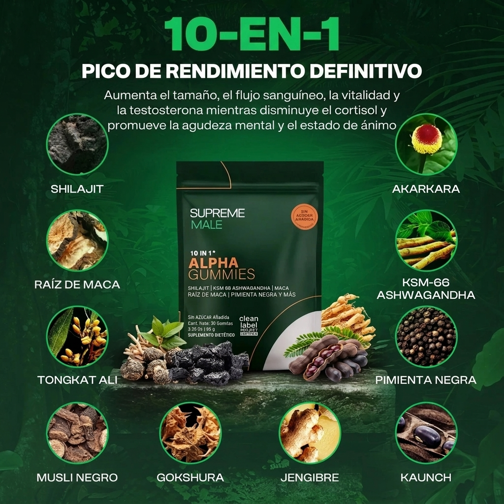 SUPREMEMALE™ | Soporte de testosterona natural 10 en 1 (OFERTA)